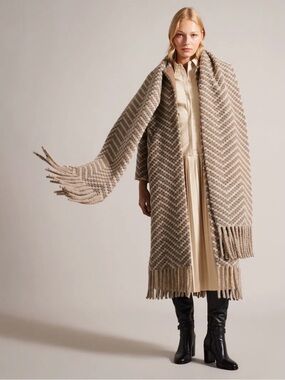 Ted Baker Oversized Twill Knit Scarf Coat